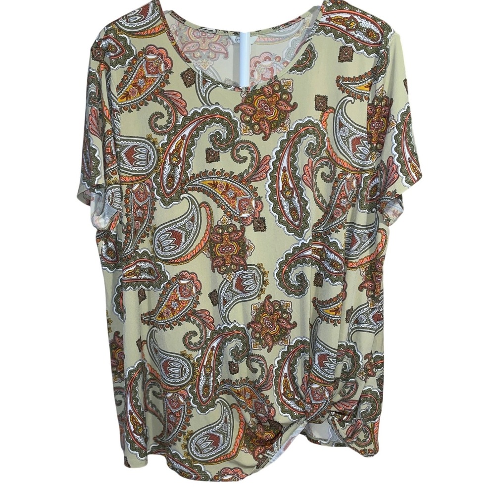 Boho Paisley Blouse Womens Relaxed Ruched Hem Tunic Cottagecore Festival Top - Picture 2 of 6